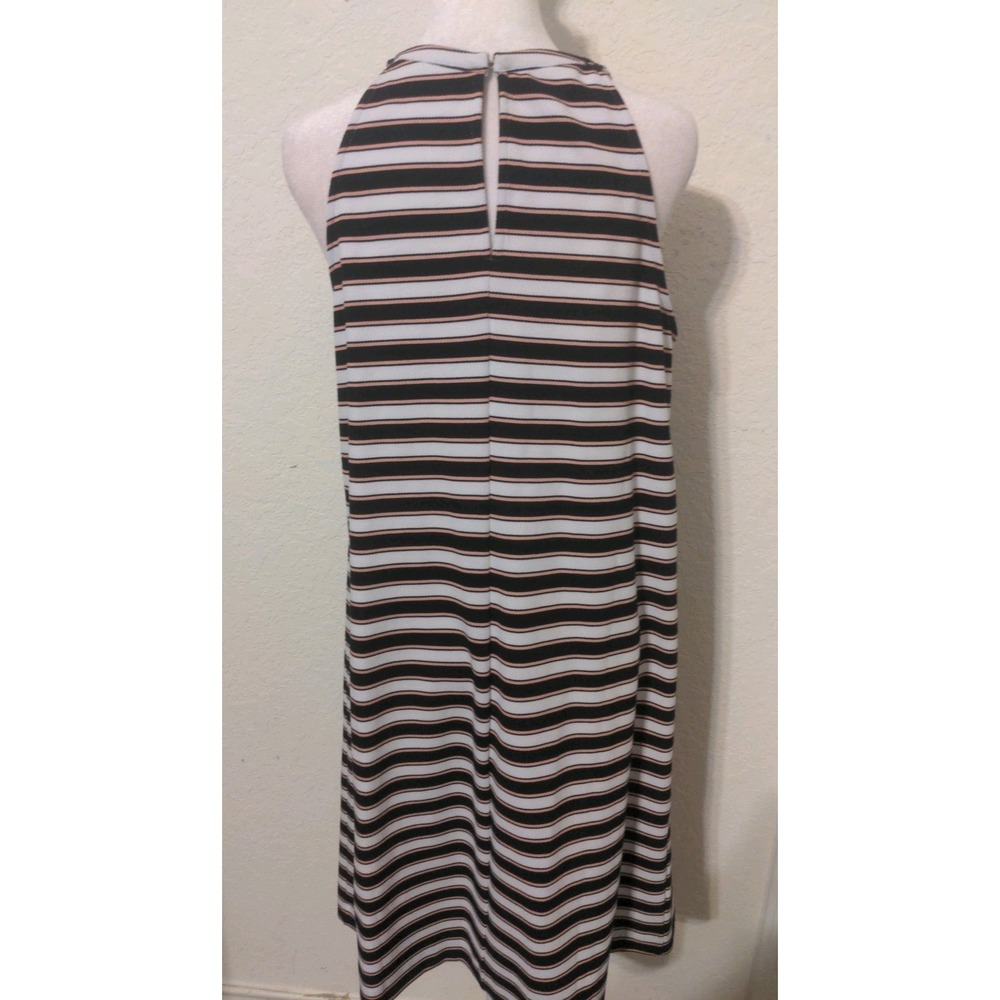 Ann Taylor Women's Striped Sleeveless White, Black & Pink Keyhole Dress. Size 8 - Picture 5 of 7